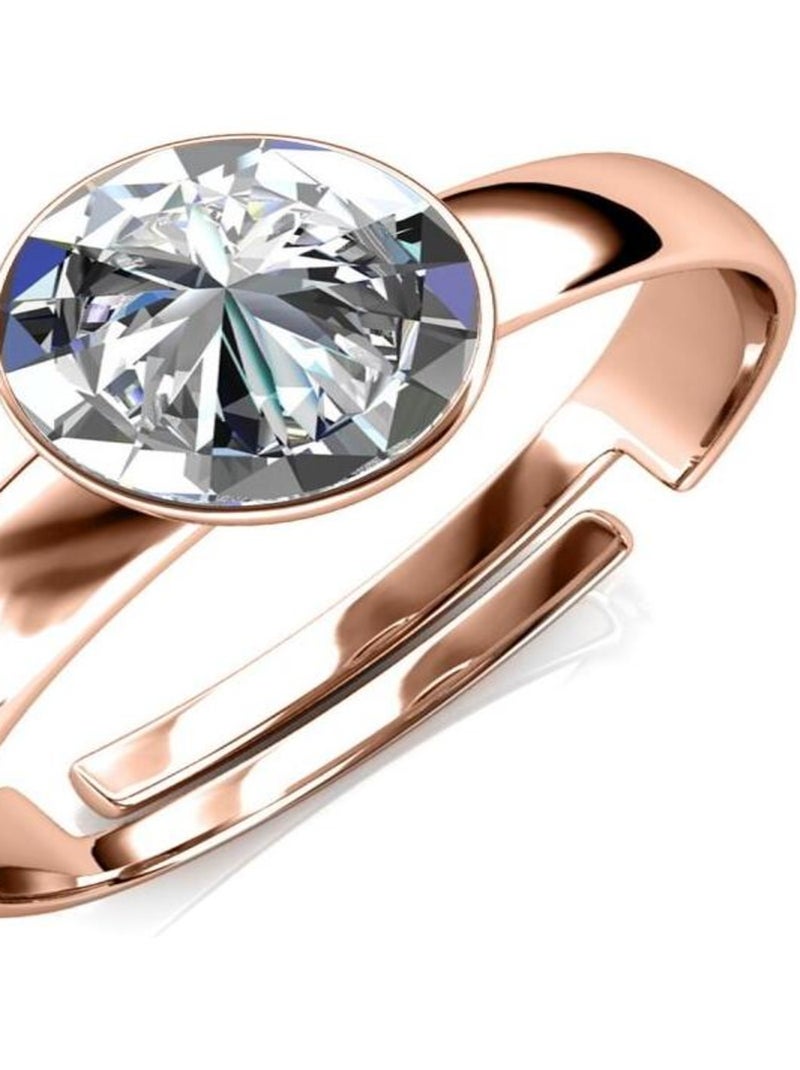Bague Acacia - Or Rosé et Cristal Transparent - Kiabi