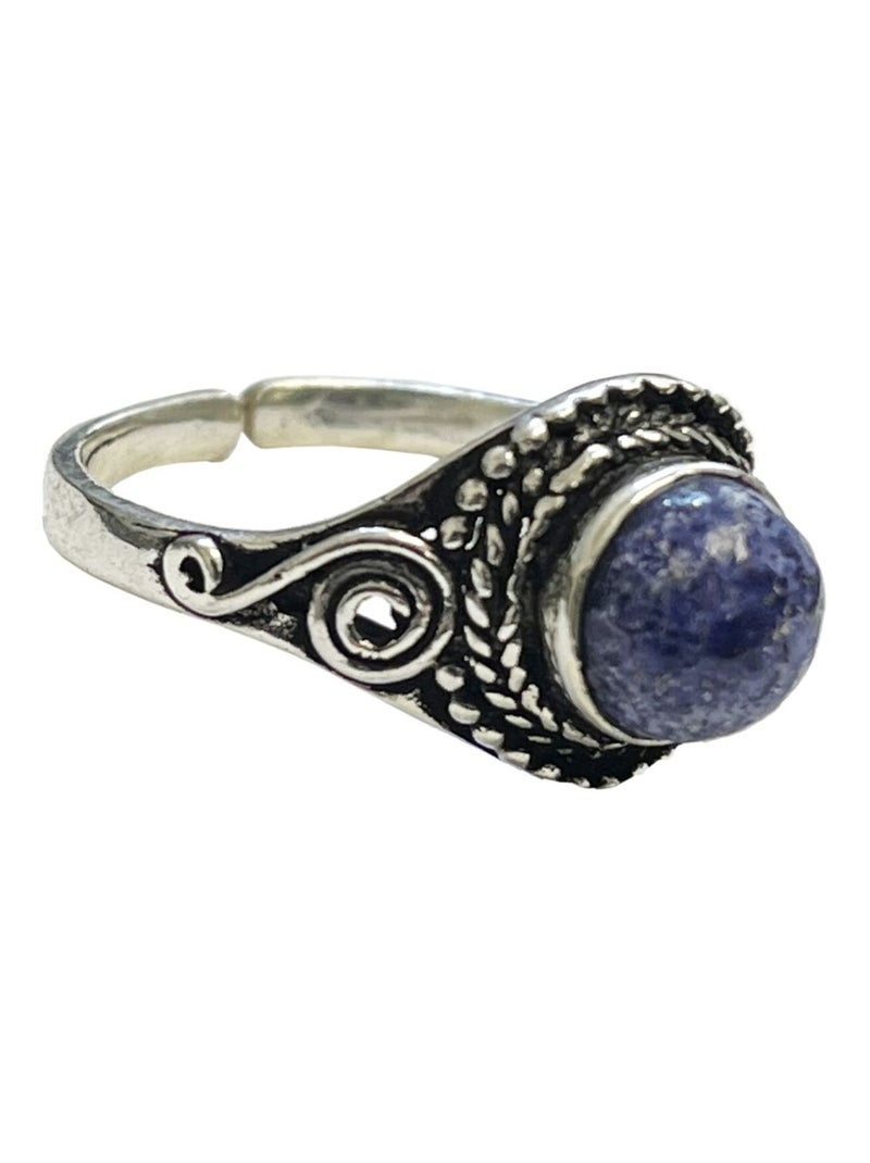 Bague ajustable en laiton et Lapis lazuli Argent - Kiabi
