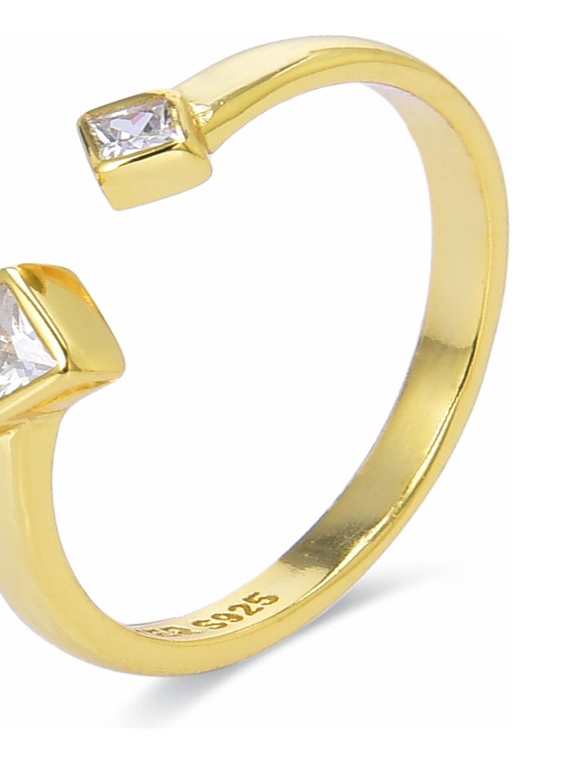 Bague  alna en argent 925 et zirconium brillant plaqué or 18K Doré/or - Kiabi