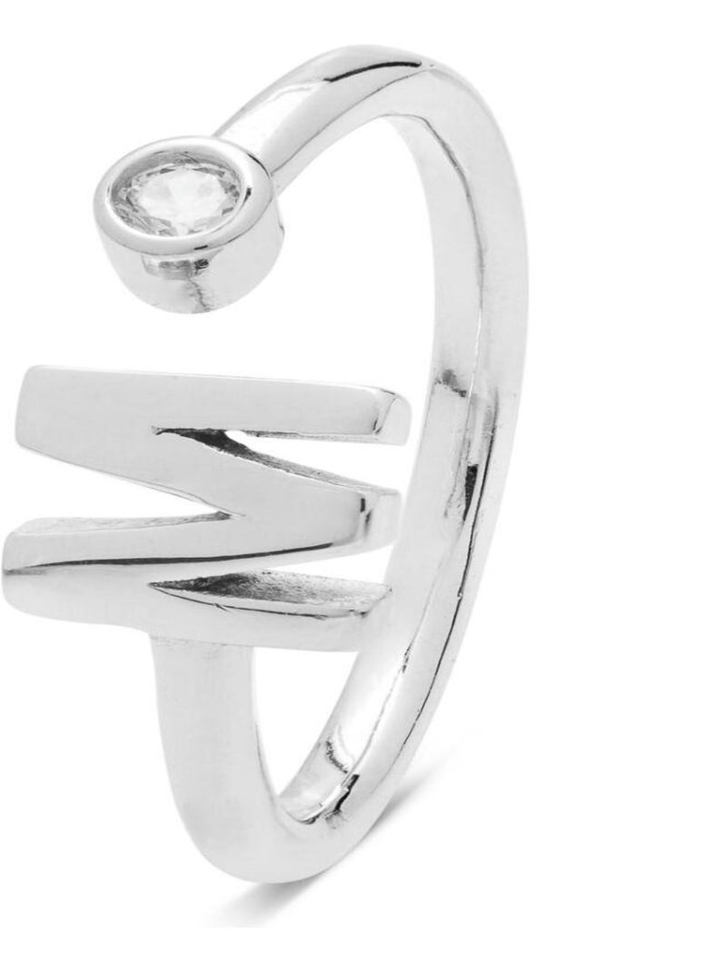 Bague alphabet, en argent 925 et zircon brillant, finition plaquée rhodium. Argent - Kiabi