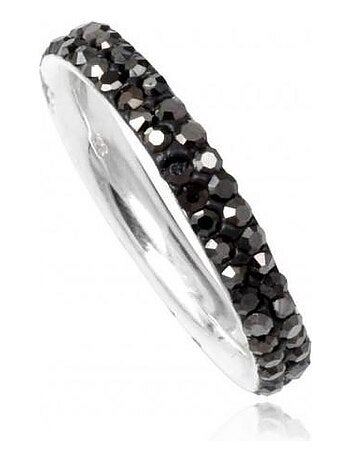 Bague anneau en argent strass noir