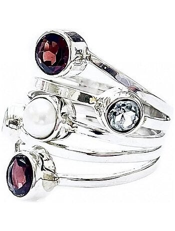 Bague argent multi pierres fines, Bijoucolor