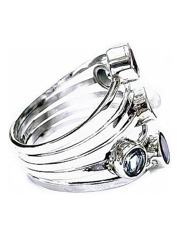 Bague argent multi pierres fines, Bijoucolor