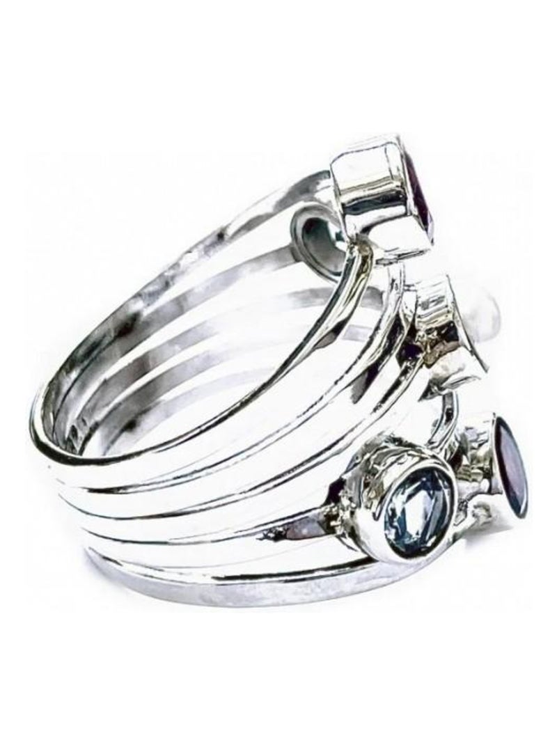Bague argent multi pierres fines, Bijoucolor Argent - Kiabi