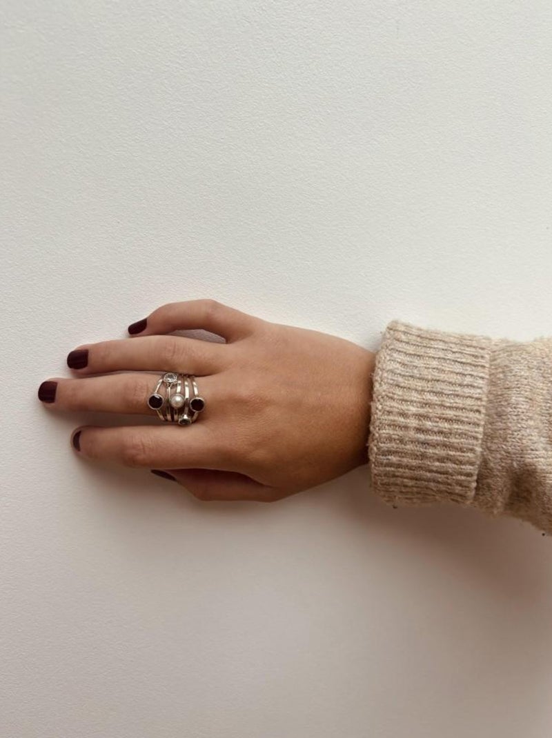 Bague argent multi pierres fines, Bijoucolor Argent - Kiabi