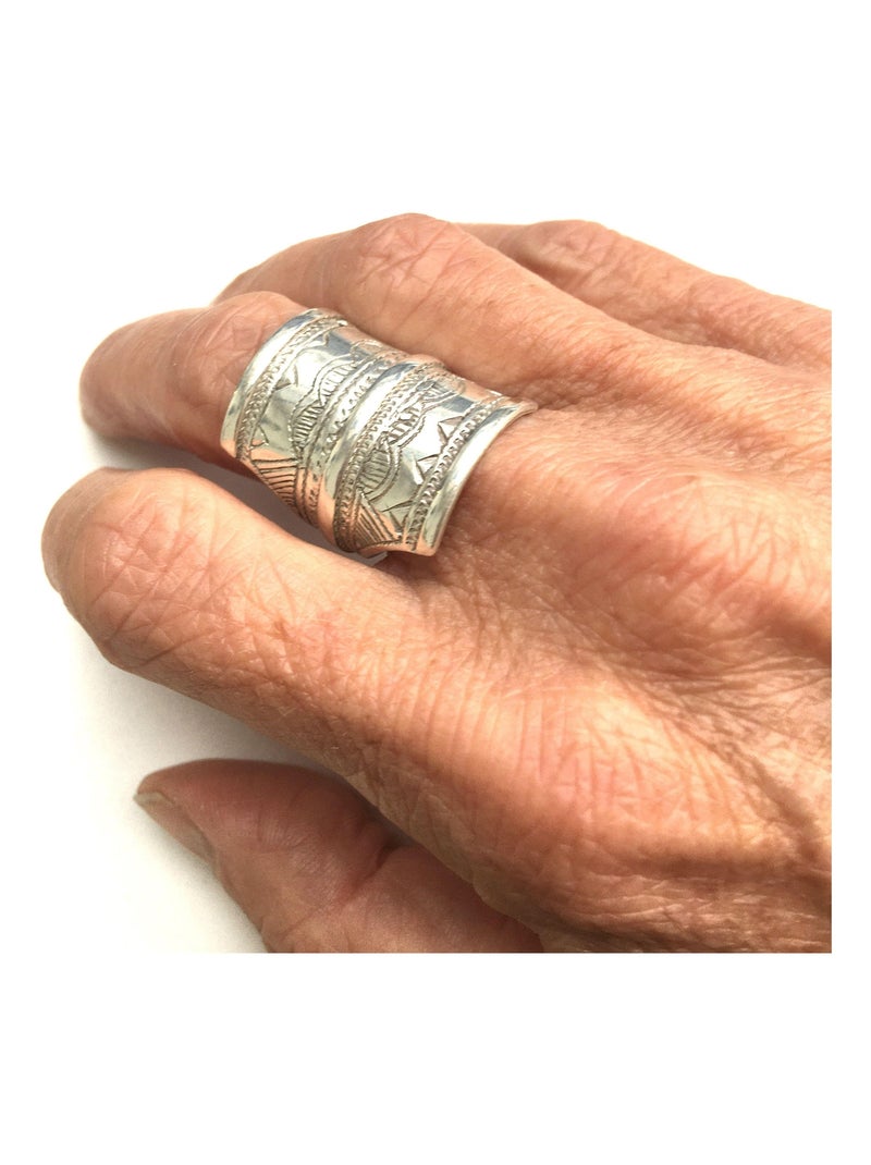 Bague Chevalière touareg mixte fait main Argenté - Kiabi