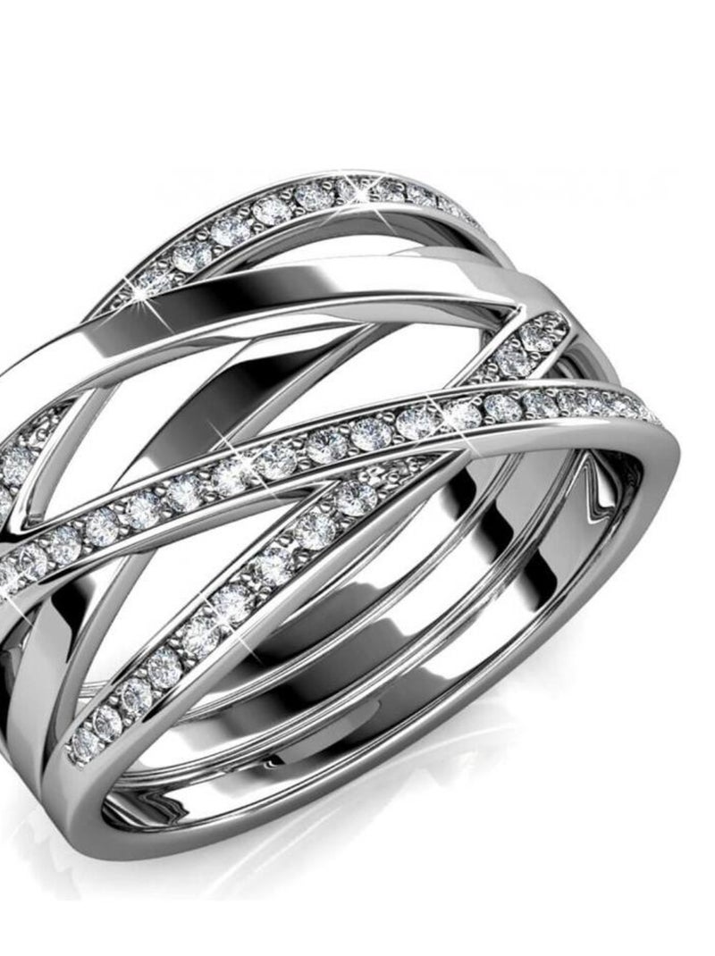 Bague Criss Cross - Argenté et Cristal Argent - Kiabi