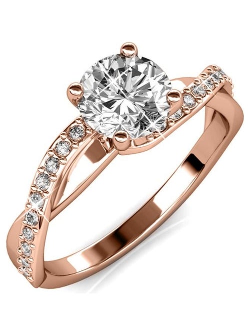 Bague Eleanor - Or Rosé et Cristal - Kiabi