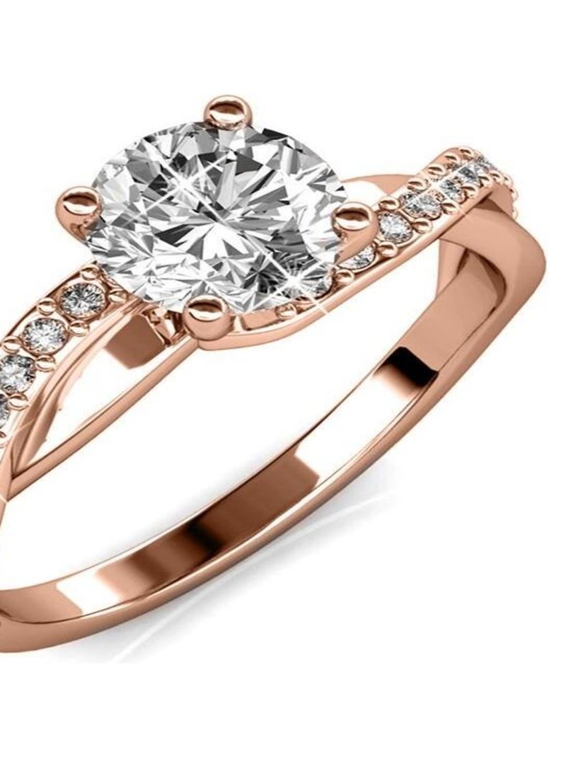 Bague Eleanor - Or Rosé et Cristal Transparent - Kiabi