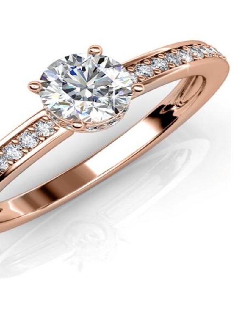 Bague Elise - Or Rosé et Cristal Transparent - Kiabi