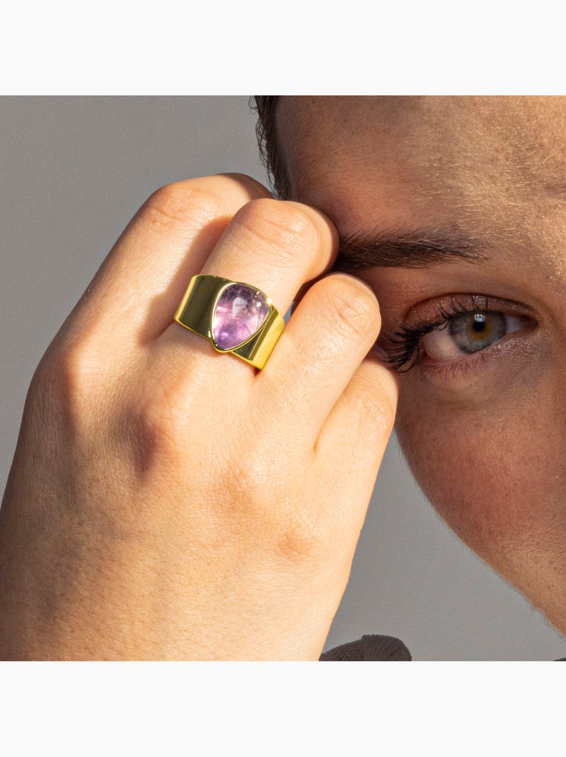 Bague en améthyste naturelle Luxenter Sheak Taille réglable Violet - Kiabi
