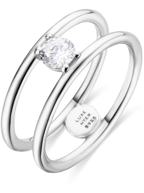 Bague en argent 925 avec zircon cubique brillant rhodié - Kaia - Kiabi