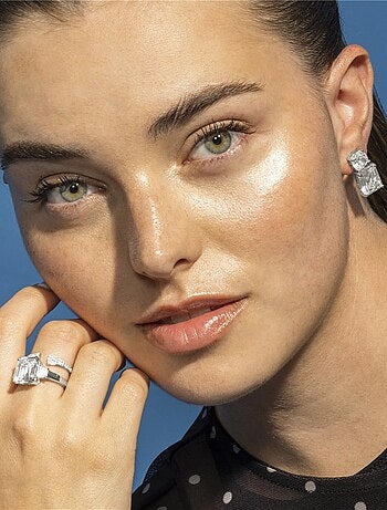 Bague en argent 925 avec zircone brillante rhodiée - Khaoya