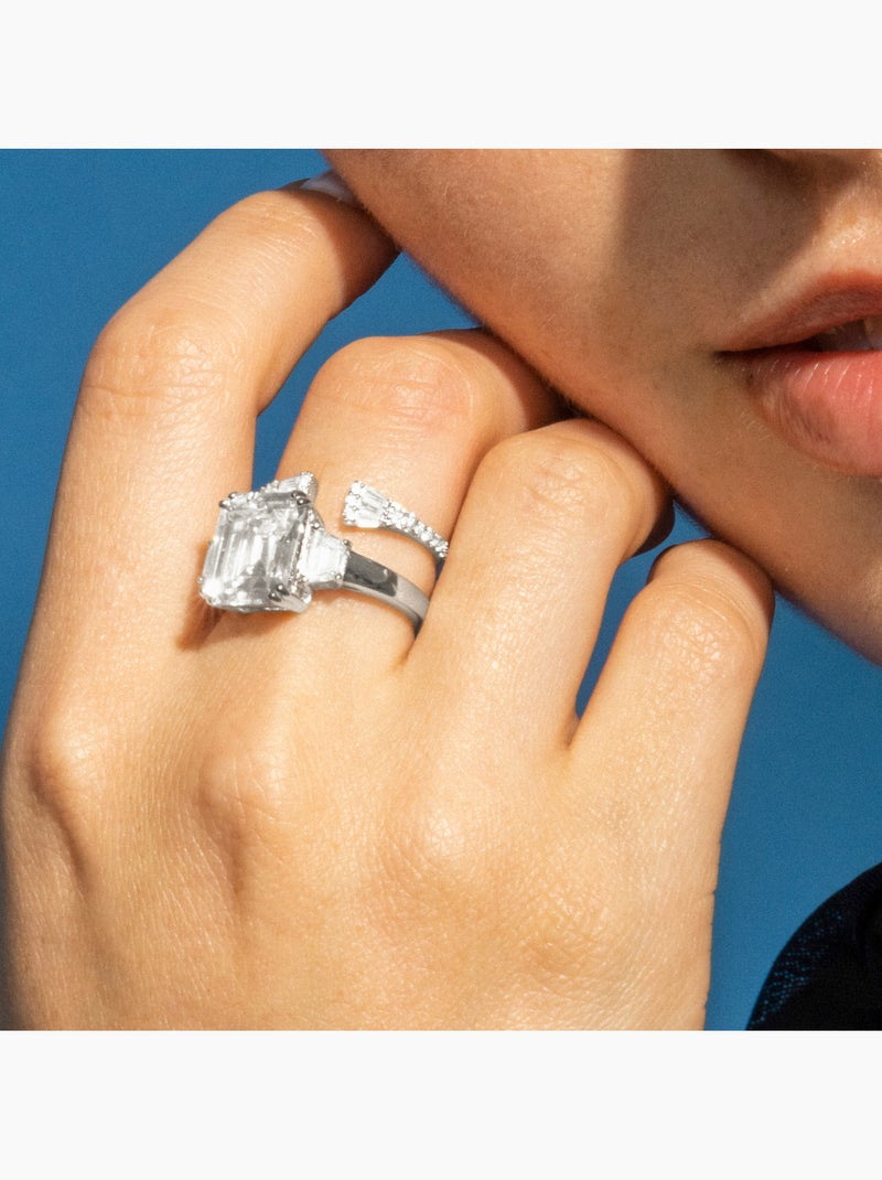 Bague En Argent 925 Avec Zircons Champagne & Blancs - Serti Rail Et Grain - Taille 59 - Occasion Élégante