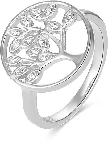 Bague Luxenter en argent sterling 925 avec zircone brillante et finition en rhodium - Arbol Vida