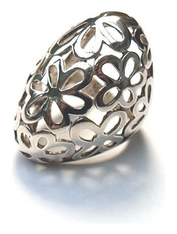 Bague en argent ajourée de motifs fleurs, Bijoucolor