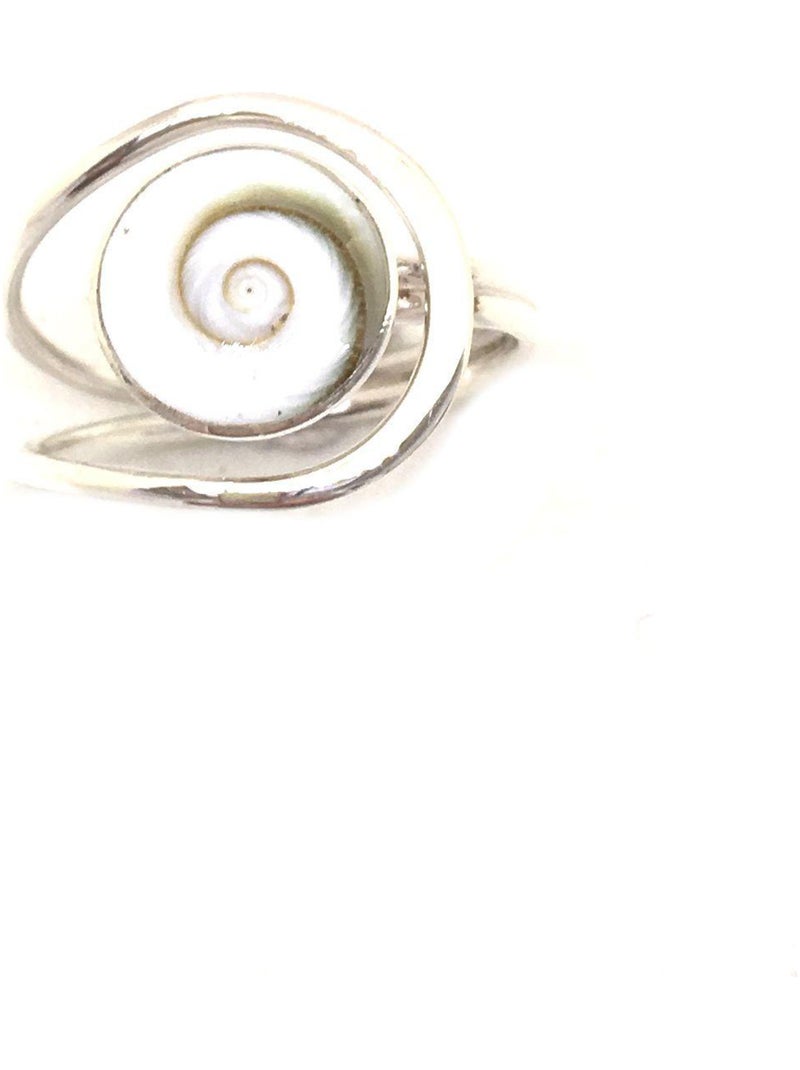 Bague en argent , cabochon oeil de sainte lucie Blanc - Kiabi