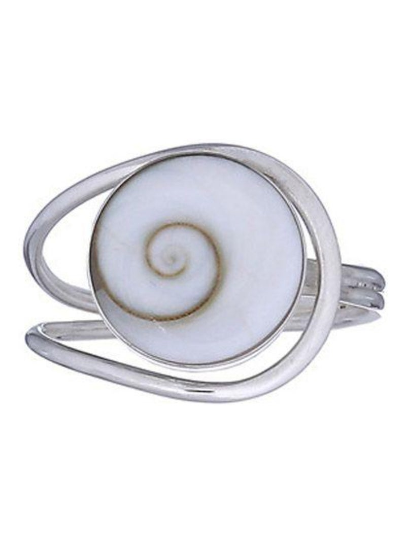 Bague en argent , cabochon oeil de sainte lucie Blanc - Kiabi