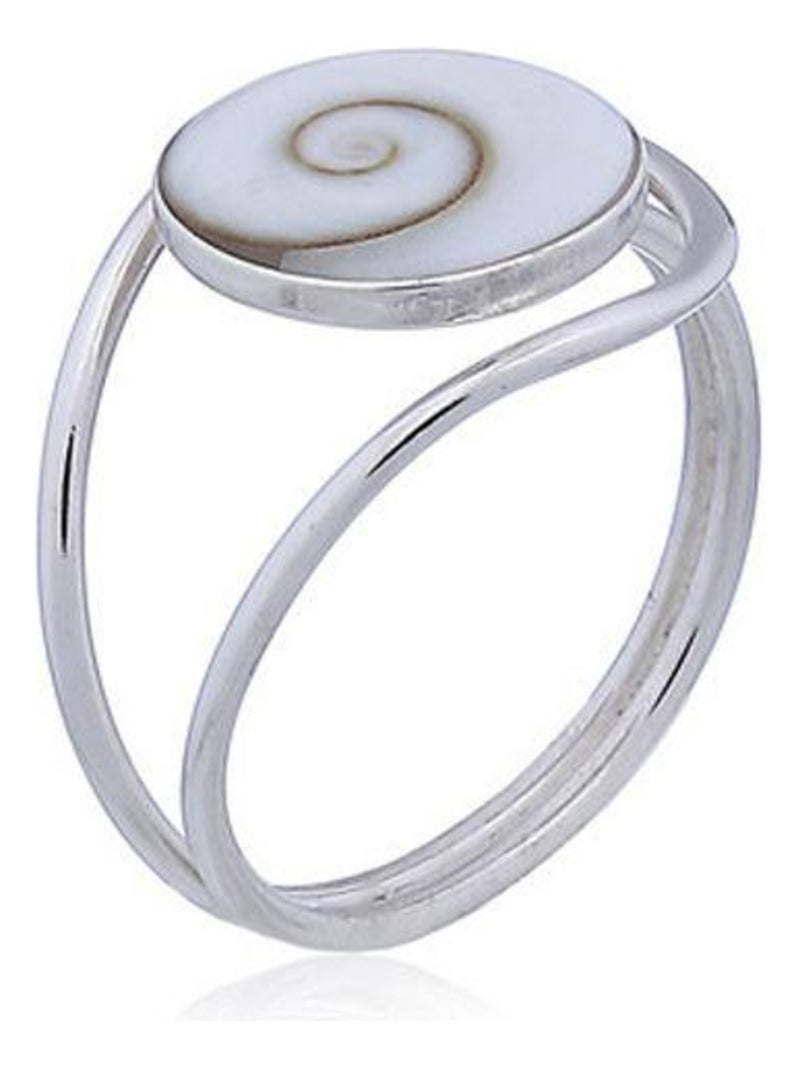 Bague en argent , cabochon oeil de sainte lucie Blanc - Kiabi