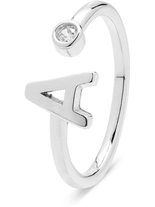 Bague en argent sterling 925 avec finition brillante en zircone Rhodium - lettre alphabet A - Kiabi Bague en argent sterling 925 avec finition brillante en zircone Rhodium - lettre alphabet A - Kiabi