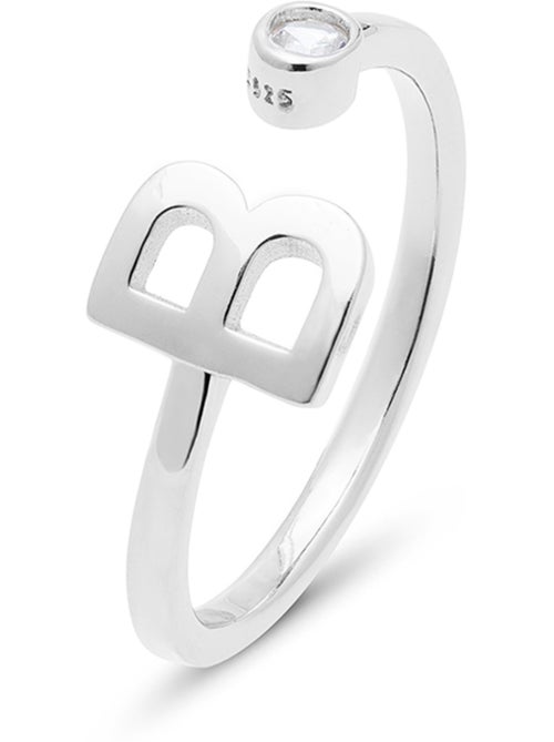 Bague en argent sterling 925 avec finition brillante en zircone Rhodium - lettre B de l’alphabet - Kiabi Bague en argent sterling 925 avec finition brillante en zircone Rhodium - lettre B de l’alphabet - Kiabi