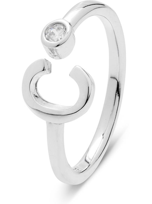 Bague en argent sterling 925 avec finition brillante en zircone Rhodium - lettre de l’alphabet C - Kiabi Bague en argent sterling 925 avec finition brillante en zircone Rhodium - lettre de l’alphabet C - Kiabi