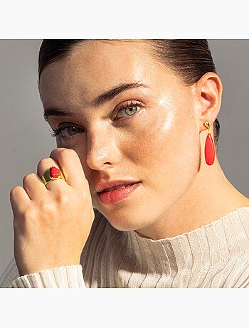 Bague en corail Luxenter sheak Taille réglable