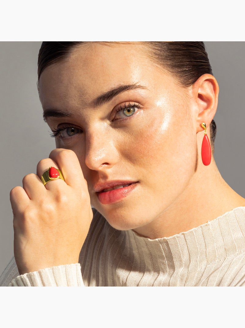 Bague en corail Luxenter sheak Taille réglable Rouge - Kiabi