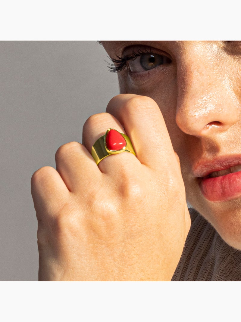 Bague en corail Luxenter sheak Taille réglable Rouge - Kiabi