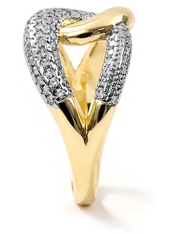 Bague en métal brillant et alliage de zircone Luxenter finie en or jaune 18 carats - Denan