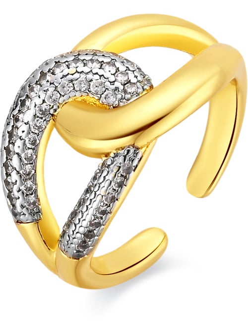 Bague en métal brillant et alliage de zircone Luxenter finie en or jaune 18 carats - Denan - Kiabi