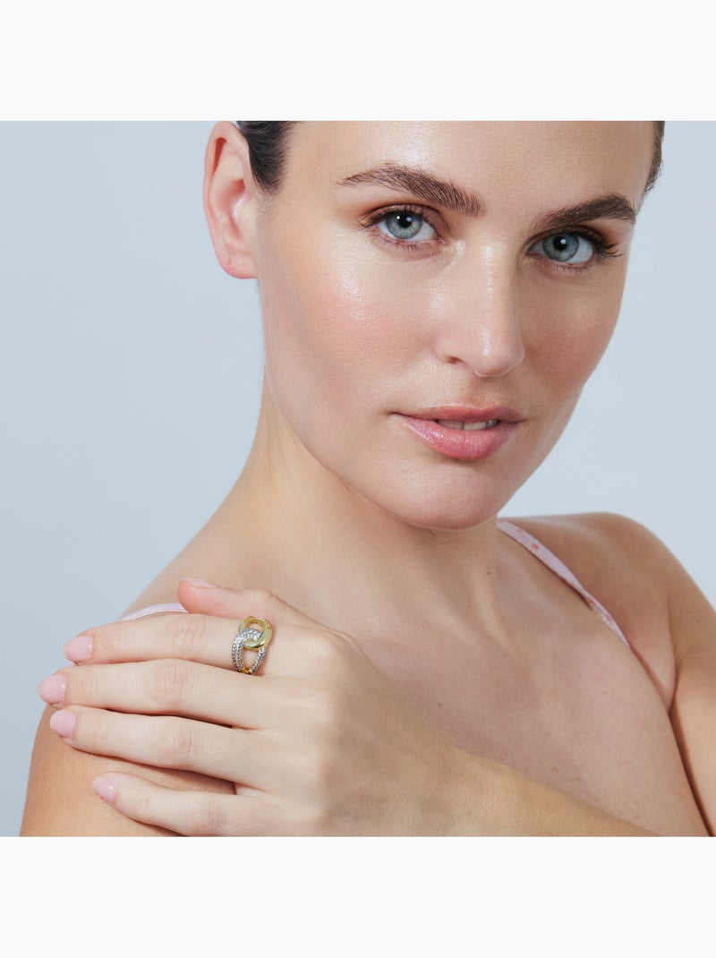 Bague en métal brillant et alliage de zircone Luxenter finie en or jaune 18 carats - Denan Doré/or - Kiabi