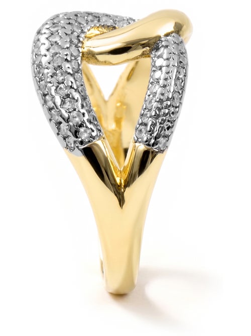 Bague en métal brillant et alliage de zircone Luxenter finie en or jaune 18 carats - Denan - Kiabi