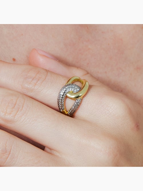 Bague en métal brillant et alliage de zircone Luxenter finie en or jaune 18 carats - Denan - Kiabi