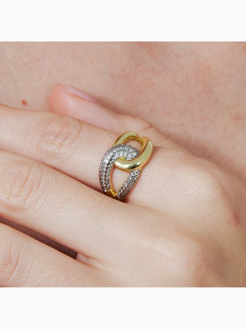 Bague en métal brillant et alliage de zircone Luxenter finie en or jaune 18 carats - Denan Doré/or - Kiabi