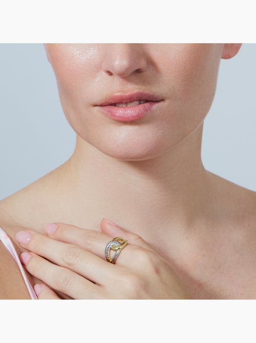 Bague en métal brillant et alliage de zircone Luxenter finie en or jaune 18 carats - Denan - Kiabi