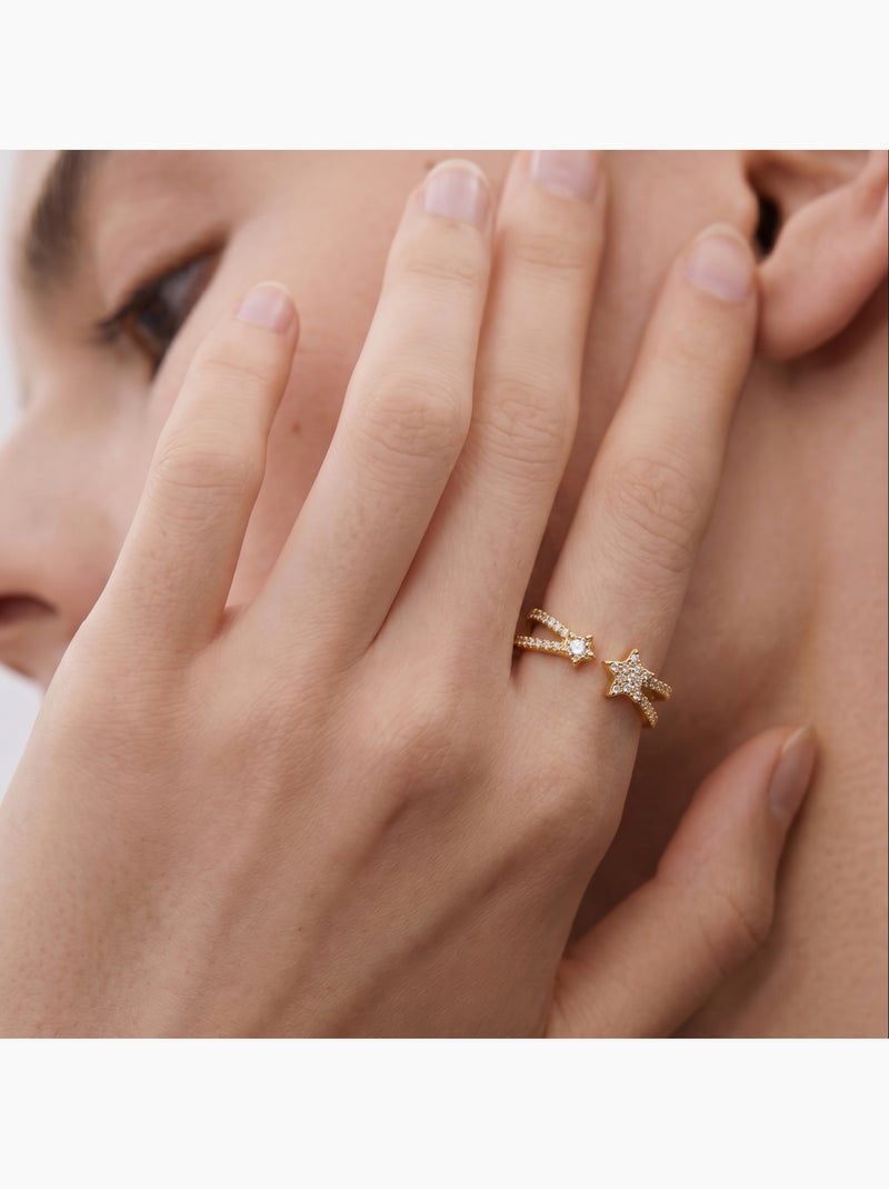 Bague en métal brillant et alliage de zircone Luxenter finie en or jaune 18 carats - Helmsu Doré/or - Kiabi