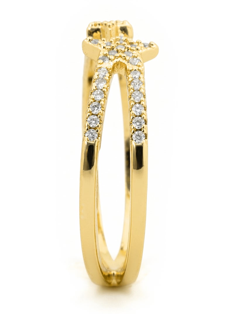 Bague en métal brillant et alliage de zircone Luxenter finie en or jaune 18 carats - Helmsu Doré/or - Kiabi