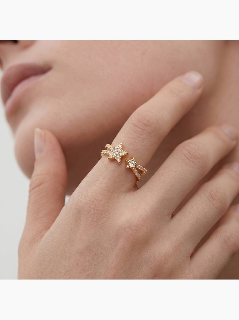Bague en métal brillant et alliage de zircone Luxenter finie en or jaune 18 carats - Helmsu Doré/or - Kiabi
