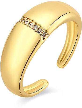 Bague en métal brillant Luxenter et alliage de zircone fini en or jaune 18 carats - Dushli