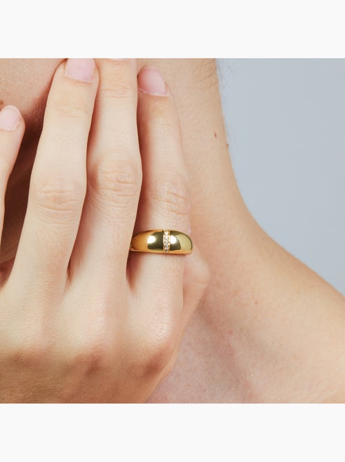 Bague en métal brillant Luxenter et alliage de zircone fini en or jaune 18 carats - Dushli - Kiabi