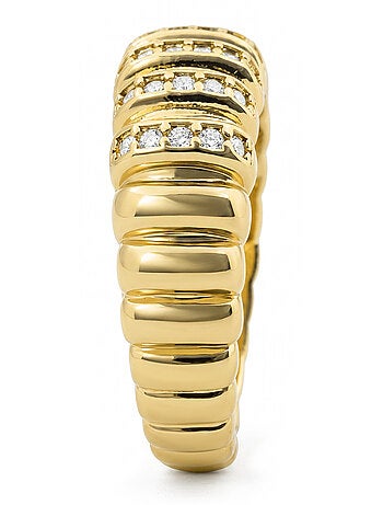 Bague en métal brillant Luxenter et alliage de zircone finie en or jaune 18 carats - Bakla