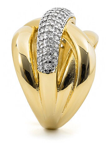 Bague en métal brillant Luxenter et alliage de zircone finie en or jaune 18 carats - Prukah