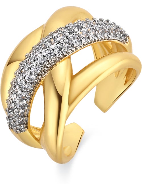 Bague en métal brillant Luxenter et alliage de zircone finie en or jaune 18 carats - Prukah - Kiabi