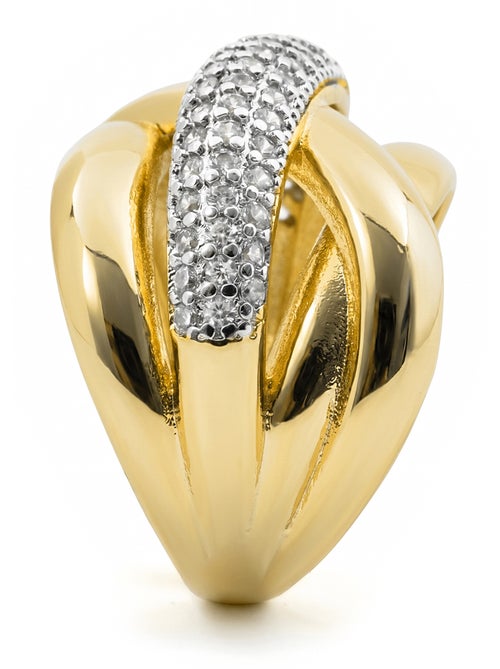Bague en métal brillant Luxenter et alliage de zircone finie en or jaune 18 carats - Prukah - Kiabi