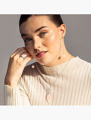 Bague en quartz rose Luxenter sheak Taille réglable