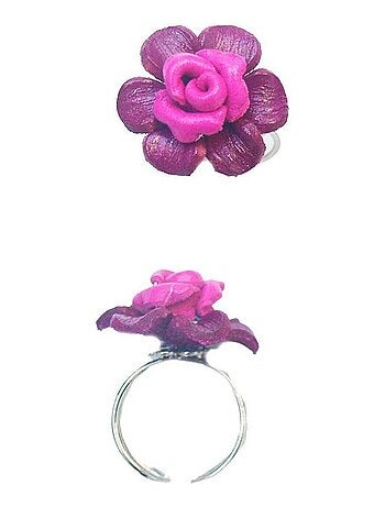 Bague FLEUR CUIR rose