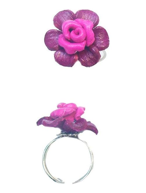 Bague FLEUR CUIR rose - Kiabi