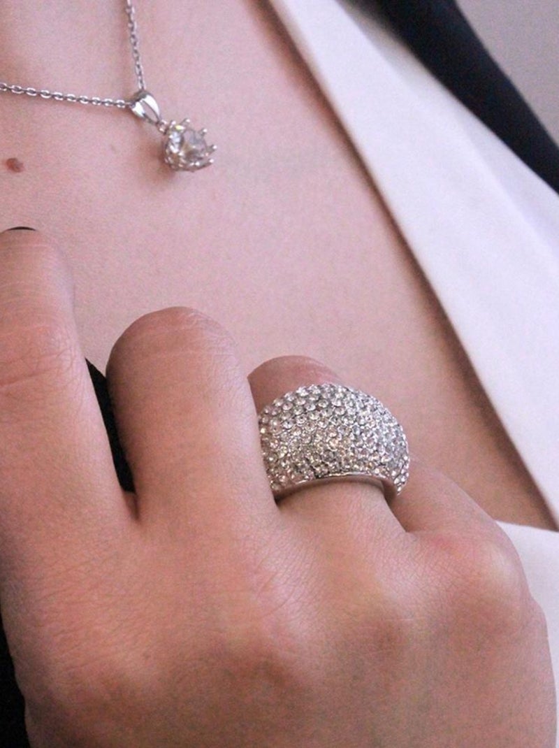 Bague Glamour Metal - Argenté et Cristal Argent - Kiabi