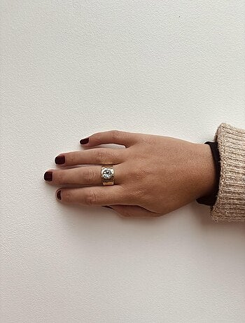 Bague jonc en argent et topaze bleue facettée